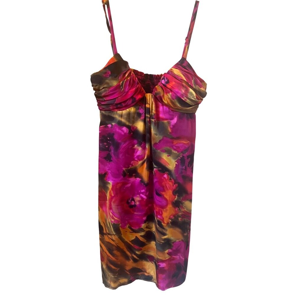 Single by Galina Sobolev Silk Dress Petite Multicolor Watercolor Floral Mini